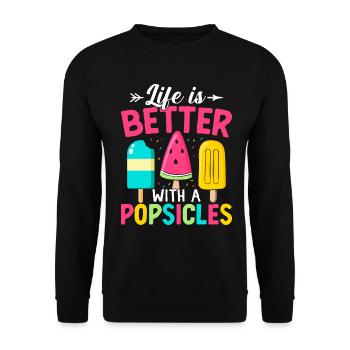 Lustige Eis am Stiel Liebhaber Sommer Snacks Eis am Stiel - Unisex Pullover - Schwarz - Vorne - Alina (178cm) & Michal (187cm)