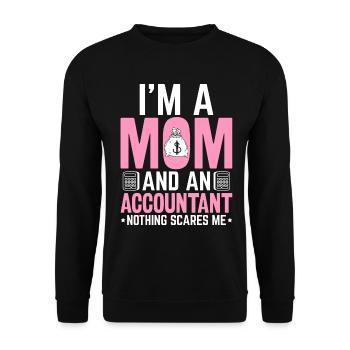 Ich bin eine Mutter und ein Buchhalter Lustige Mutter CPA - Unisex Pullover - Schwarz - Vorne - Alina (178cm) & Michal (187cm)