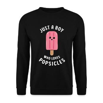 Nur ein Junge, der Eis am Stiel liebt Lustiger Sommer - Unisex Pullover - Schwarz - Vorne - Alina (178cm) & Michal (187cm)