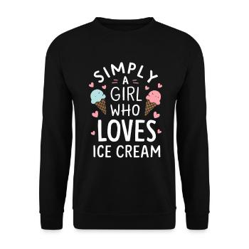 Einfach ein Mädchen, das Eis liebt Lustiges Eis - Unisex Pullover - Schwarz - Vorne - Alina (178cm) & Michal (187cm)