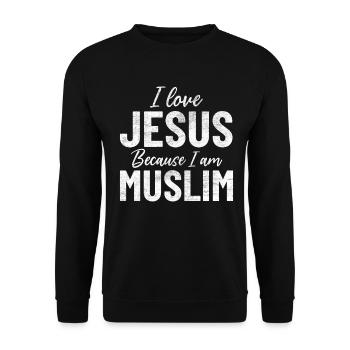 J’aime Jésus parce que je suis musulman Prophète islamique - Sweat-shirt Unisexe - noir - Devant - Alina (178cm) & Michal (187cm)