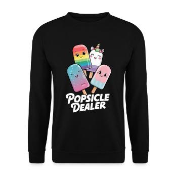 Eis am Stiel Dealer Lustiges Eis am Stiel Naschkatze - Unisex Pullover - Schwarz - Vorne - Alina (178cm) & Michal (187cm)