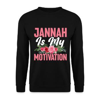 Jannah Is My Motivation Funny Muslim Quran - Unisex Sweatshirt - black - Front - Alina (178cm) & Michal (187cm)