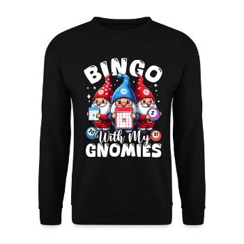 Bingo avec mes gnomies Bingo drôle Gnome Bingo - Sweat-shirt Unisexe - noir - Devant - Alina (178cm) & Michal (187cm)