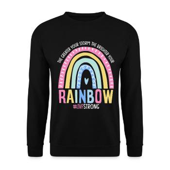 Je größer dein Sturm, desto heller dein Regenbogen - Unisex Pullover - Schwarz - Vorne - Alina (178cm) & Michal (187cm)