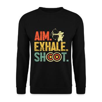 Funny Archery Retro Groovy Fletch Archery Hunting - Unisex Sweatshirt - black - Front - Alina (178cm) & Michal (187cm)