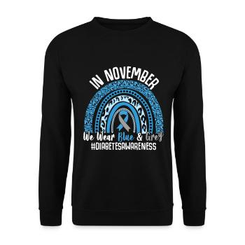 Im November tragen wir Blue Ribbon Rainbow Type 1 - Unisex Pullover - Schwarz - Vorne - Alina (178cm) & Michal (187cm)