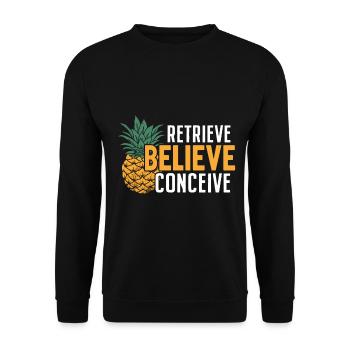 Retrieve Believe Conceive Funny IVF Pineapple - Unisex Sweatshirt - black - Front - Alina (178cm) & Michal (187cm)