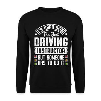 Funny Driving Instructor Permit License Driver - Unisex Sweatshirt - black - Front - Alina (178cm) & Michal (187cm)