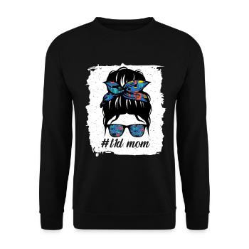 T1D Maman Bleu et Gris Ruban Messy Bun Juvénile - Sweat-shirt Unisexe - noir - Devant - Alina (178cm) & Michal (187cm)