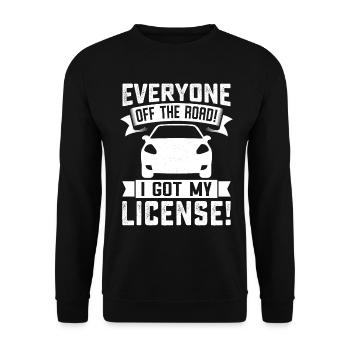 Tout le monde hors de la route Drôle Nouveau conducteur Conduite - Sweat-shirt Unisexe - noir - Devant - Alina (178cm) & Michal (187cm)