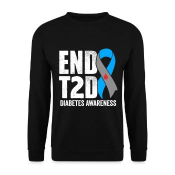 Type 2 Sensibilisation T2D Ruban Bleu Pancréas Inutile - Sweat-shirt Unisexe - noir - Devant - Alina (178cm) & Michal (187cm)