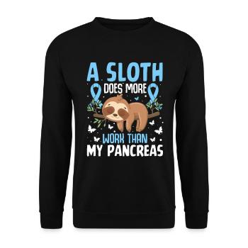 Sloth Diabetes Awareness T1D Blue Ribbon Funny - Unisex Sweatshirt - black - Front - Alina (178cm) & Michal (187cm)