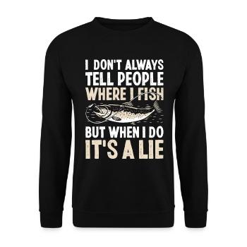 Je ne dis pas toujours aux gens où je pêche drôle - Sweat-shirt Unisexe - noir - Devant - Alina (178cm) & Michal (187cm)