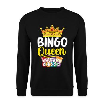Bingo Queen Funny Lottery Gambling Caller Holler - Unisex Sweatshirt - black - Front - Alina (178cm) & Michal (187cm)