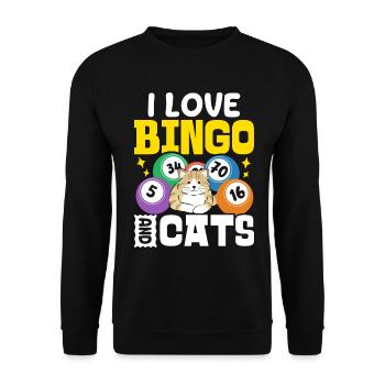 J’aime le bingo et les chats Bingo drôle Jeux d’argent chats - Sweat-shirt Unisexe - noir - Devant - Alina (178cm) & Michal (187cm)