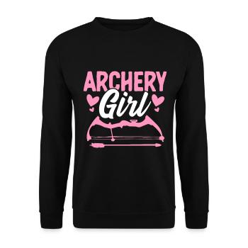 Bogenschießen Mädchen Jäger Lustiges Bogenschießen Pfeiljagd - Unisex Pullover - Schwarz - Vorne - Alina (178cm) & Michal (187cm)