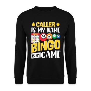 Caller est mon jeu bingo est mon nom Bingo drôle - Sweat-shirt Unisexe - noir - Devant - Alina (178cm) & Michal (187cm)
