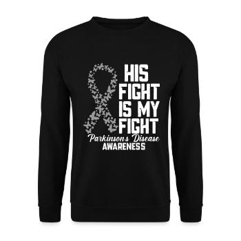 Son combat est mon combat Ruban d’argent gris - Sweat-shirt Unisexe - noir - Devant - Alina (178cm) & Michal (187cm)