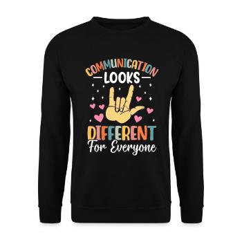 Communication Looks Different for Everyone Funny - Unisex Sweatshirt - black - Front - Alina (178cm) & Michal (187cm)