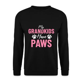 Meine Enkelkinder haben Pfoten Welpe Hund Oma Lustig - Unisex Pullover - Schwarz - Vorne - Alina (178cm) & Michal (187cm)