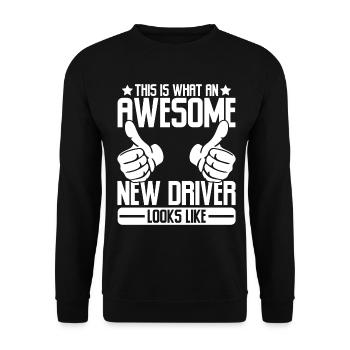 This Is What An Awesome New Driver Funny Permit - Unisex Sweatshirt - black - Front - Alina (178cm) & Michal (187cm)