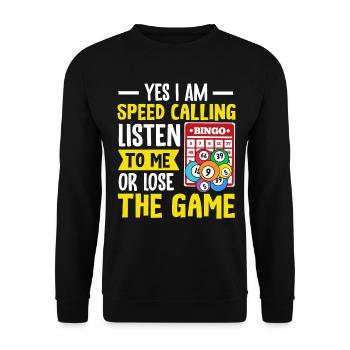 Speed Calling Bingo Caller Funny Gambling Bingo - Unisex Sweatshirt - black - Front - Alina (178cm) & Michal (187cm)