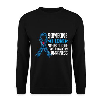 Diabetes-Bewusstsein T1D Krieger Blaues Band - Unisex Pullover - Schwarz - Vorne - Alina (178cm) & Michal (187cm)