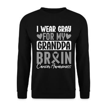 Je porte du gris pour mon grand-père Gris ruban cerveau - Sweat-shirt Unisexe - noir - Devant - Alina (178cm) & Michal (187cm)