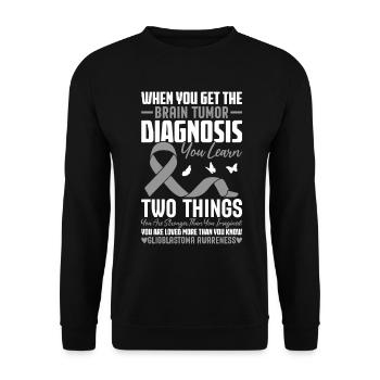 Brain Tumor Gray Ribbon Neurosurgery Brain - Unisex Sweatshirt - black - Front - Alina (178cm) & Michal (187cm)