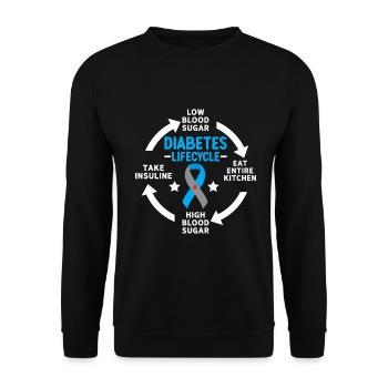Lustige Diabetiker Blue Ribbon T1D Juveniler Diabetes - Unisex Pullover - Schwarz - Vorne - Alina (178cm) & Michal (187cm)