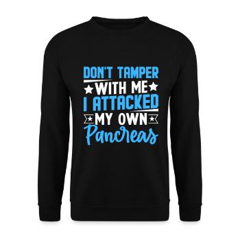 Funny Diabetes Awareness Useless Pancreas - Unisex Sweatshirt - black - Front - Alina (178cm) & Michal (187cm)