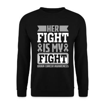 Son combat est mon combat Cerveau Cancer Ruban gris - Sweat-shirt Unisexe - noir - Devant - Alina (178cm) & Michal (187cm)