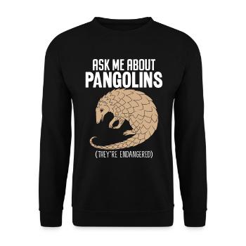 Ask Me About Pangolins Nocturnal Endangered - Unisex Sweatshirt - black - Front - Alina (178cm) & Michal (187cm)