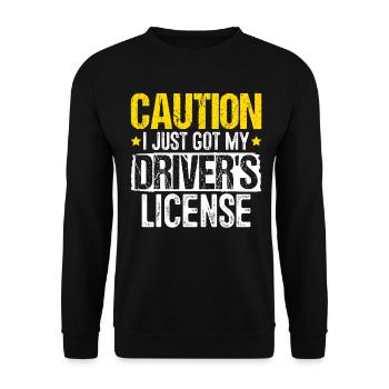 Je viens d’obtenir mon permis de conduire Funny Permit - Sweat-shirt Unisexe - noir - Devant - Alina (178cm) & Michal (187cm)