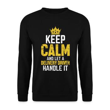 Lassen Sie einen Lieferfahrer die lustige Lieferung erledigen - Unisex Pullover - Schwarz - Vorne - Alina (178cm) & Michal (187cm)