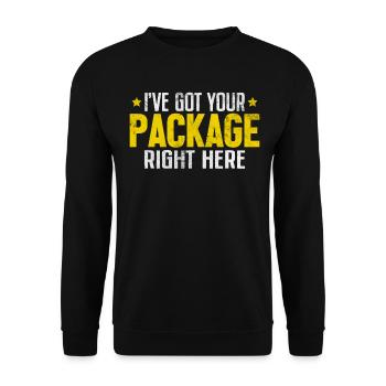 Funny Package Delivery Courier Delivery Driver - Unisex Sweatshirt - black - Front - Alina (178cm) & Michal (187cm)