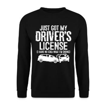 Je viens d’obtenir mon permis de conduire Permis drôle de conducteur - Sweat-shirt Unisexe - noir - Devant - Alina (178cm) & Michal (187cm)