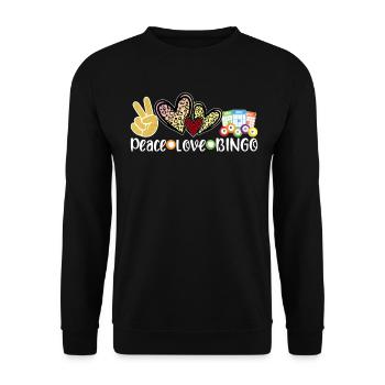 Peace Love Bingo Funny Bingo Gambling Game Bingo - Unisex Sweatshirt - black - Front - Alina (178cm) & Michal (187cm)