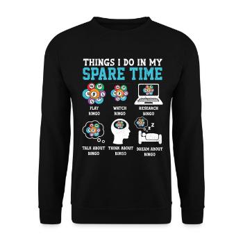 Things I Do In My Spare Time Bingo Funny Gambling - Unisex Sweatshirt - black - Front - Alina (178cm) & Michal (187cm)