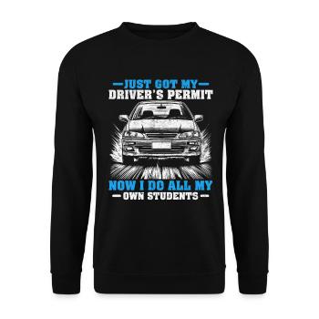 Je viens d’obtenir mon permis de conduire Conduite amusante - Sweat-shirt Unisexe - noir - Devant - Alina (178cm) & Michal (187cm)
