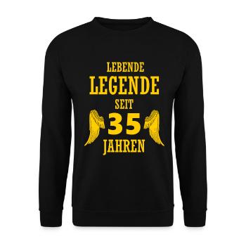 Lebende Legende 35 Jahre 35. Geburtstag lustig - Unisex Pullover - Schwarz - Vorne - Alina (178cm) & Michal (187cm)