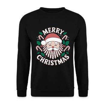 Fröhlicher Weihnachtsmann – Merry Christmas Design - Unisex Pullover - Schwarz - Vorne - Alina (178cm) & Michal (187cm)