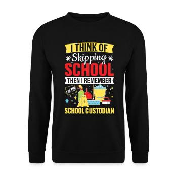 Funny School Cleaner Janitorial Staff Custodian - Unisex Sweatshirt - black - Front - Alina (178cm) & Michal (187cm)