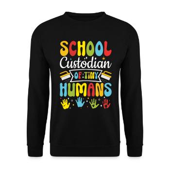 Gardien D’école De Minuscules Humains Drôle Concierge - Sweat-shirt Unisexe - noir - Devant - Alina (178cm) & Michal (187cm)