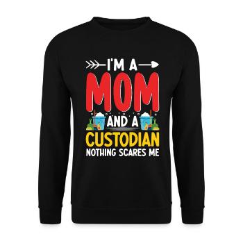 Nothing Scare Me Drôle Gardienne Concierge Maman - Sweat-shirt Unisexe - noir - Devant - Alina (178cm) & Michal (187cm)