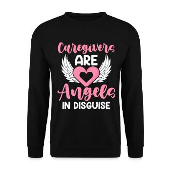 Pflegekräfte sind Engel Lustiges Pflegeheim - Unisex Pullover - Schwarz - Vorne - Alina (178cm) & Michal (187cm)