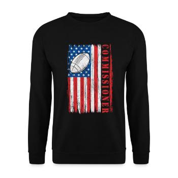 Commissioner Fantasy Football USA Flag Funny - Unisex Sweatshirt - black - Front - Alina (178cm) & Michal (187cm)
