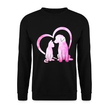 Tierrettung Lustige Herzschlag Pflege Haustieradoption - Unisex Pullover - Schwarz - Vorne - Alina (178cm) & Michal (187cm)