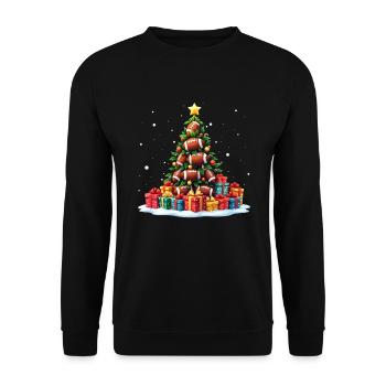 Funny American Football Christmas Tree Touchdown - Unisex Sweatshirt - black - Front - Alina (178cm) & Michal (187cm)